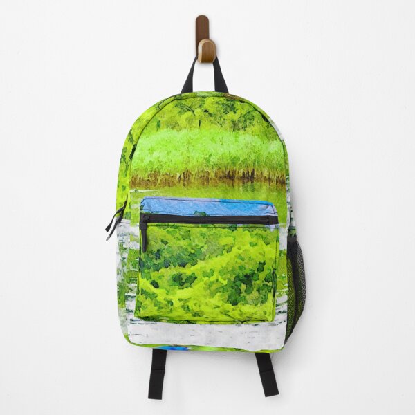 Item preview, Serene watercolor of Lough Leane with blue boat in lush landscape designed and sold by GestaltImagery.