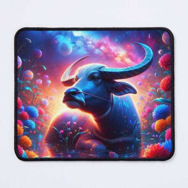 Item preview,  Ethereal Carabao kerbau animal phillipino portrait on a fantasy floral glactical scene designed and sold by EmeraldeaArt.