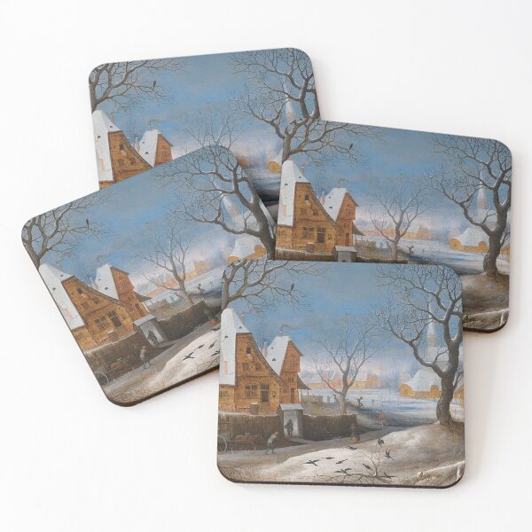 Item preview, Winter Landscape with Figures in a Village designed and sold by tomorrowsart.