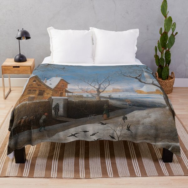 Item preview, Winter Landscape with Figures in a Village designed and sold by tomorrowsart.