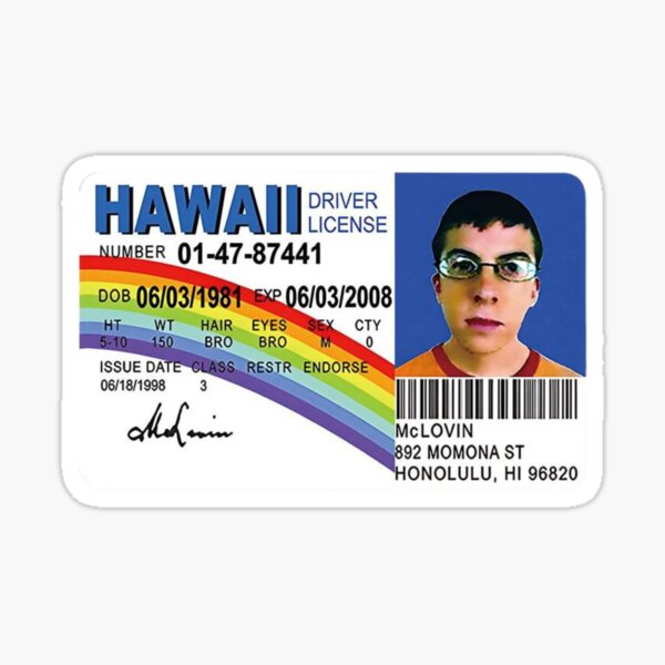 Item preview, McLovin Hawaii Drivers License designed and sold by thundergearshop.