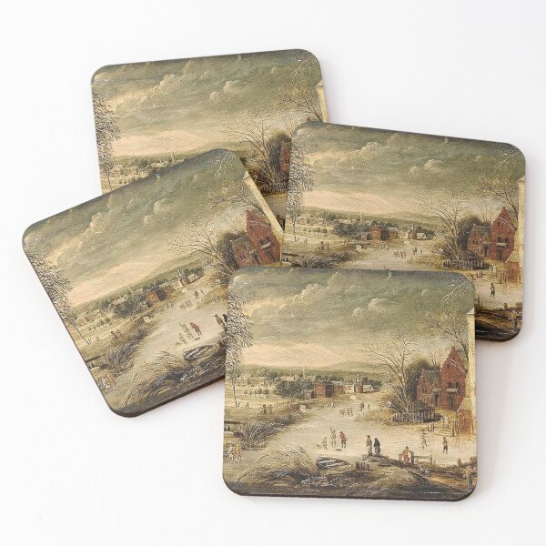 Item preview, A Village Scene in Winter with Skaters designed and sold by tomorrowsart.