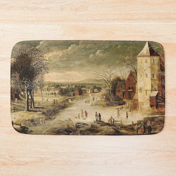 Item preview, A Village Scene in Winter with Skaters designed and sold by tomorrowsart.
