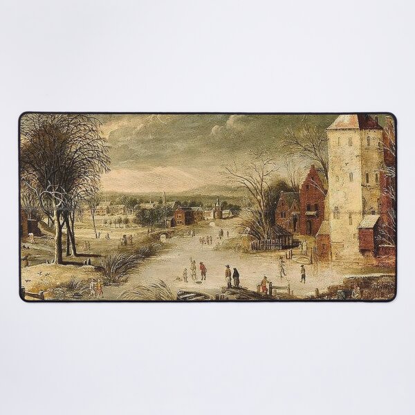 Item preview, A Village Scene in Winter with Skaters designed and sold by tomorrowsart.