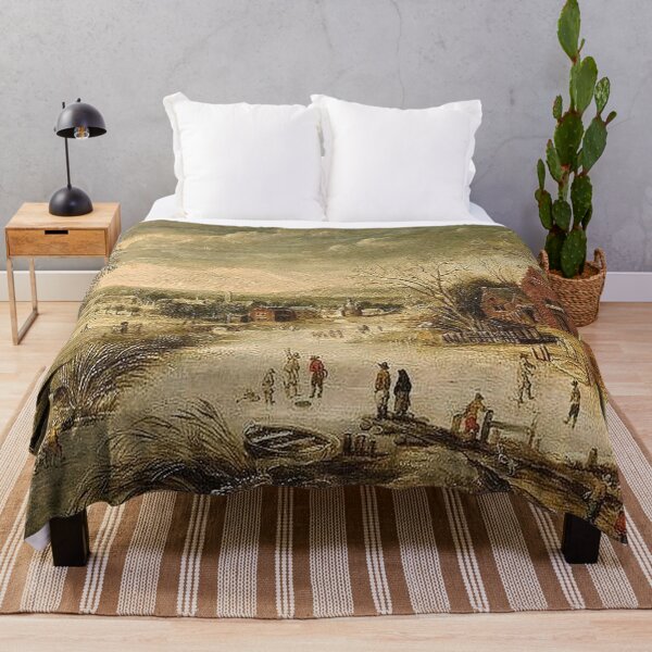 Item preview, A Village Scene in Winter with Skaters designed and sold by tomorrowsart.