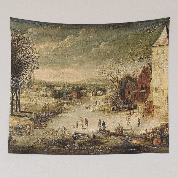 Item preview, A Village Scene in Winter with Skaters designed and sold by tomorrowsart.