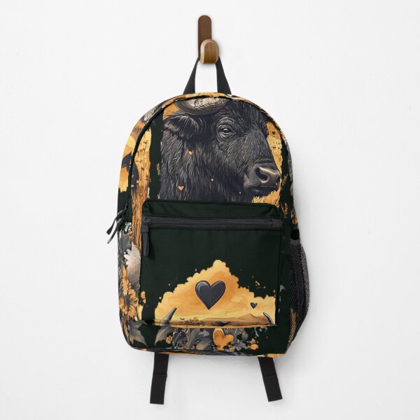 Item preview, Artistic buffalo portrait with wildflowers and golden hues. Western-style bison illustration with sunflowers and hearts designed and sold by Anastasiia Yurevych.