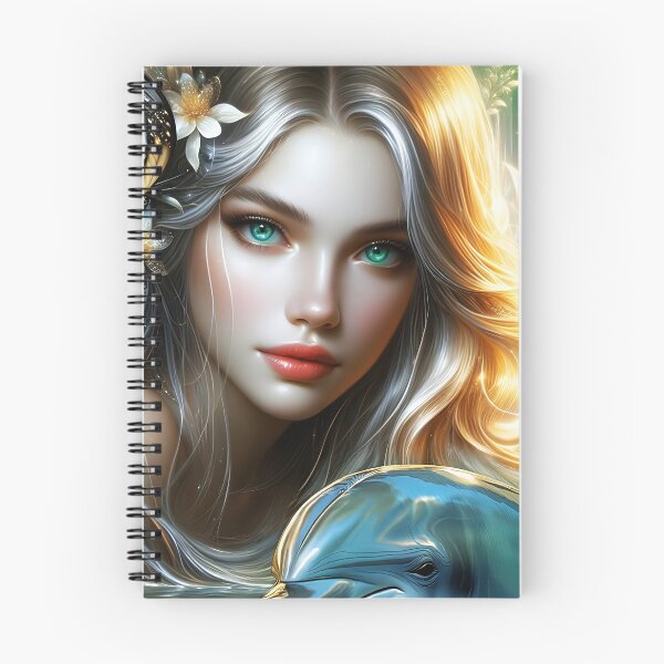 Item preview, Beautiful blond nymph in water with a dolphin and a butterfly digitalart designed and sold by EmeraldeaArt.