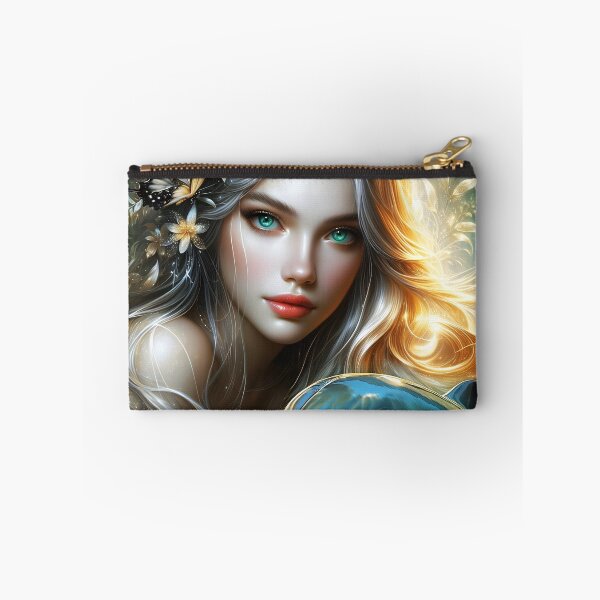 Item preview, Beautiful blond nymph in water with a dolphin and a butterfly digitalart designed and sold by EmeraldeaArt.