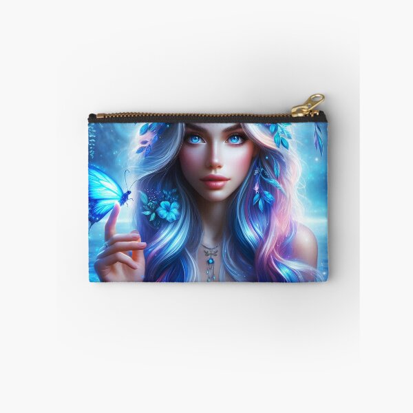 Item preview, Blue siren nymph with a blue butterfly ethereal water digitalart designed and sold by EmeraldeaArt.