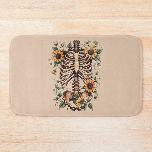 Item preview, Sunflowers and Bones, Anatomy Art, ribcage full of sunflowers and leaves, thoracicy, leaves anatomy Ribcage, rib cage, pelvis, anatomy skeleton designed and sold by Collagedream.