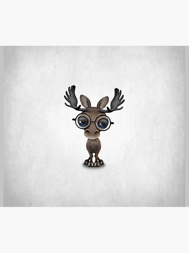 Cute Curious Baby Moose Nerd Wearing Glasses Duvet Cover By Jeffbartels Redbubble