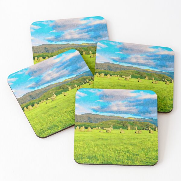 Item preview, Watercolor illustration of Castlerigg Stone Circle in Lake District designed and sold by GestaltImagery.