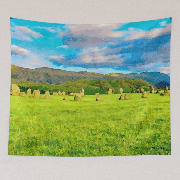 Item preview, Watercolor illustration of Castlerigg Stone Circle in Lake District designed and sold by GestaltImagery.