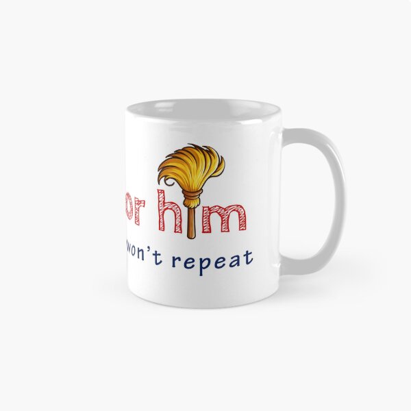 Item preview, Regretful statement in red outlined letters above blue cursive, with a gold feather on a white background, about a voting mistake designed and sold by homydesign.
