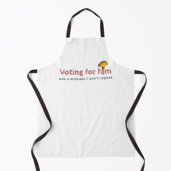 Item preview, Regretful statement in red outlined letters above blue cursive, with a gold feather on a white background, about a voting mistake designed and sold by homydesign.