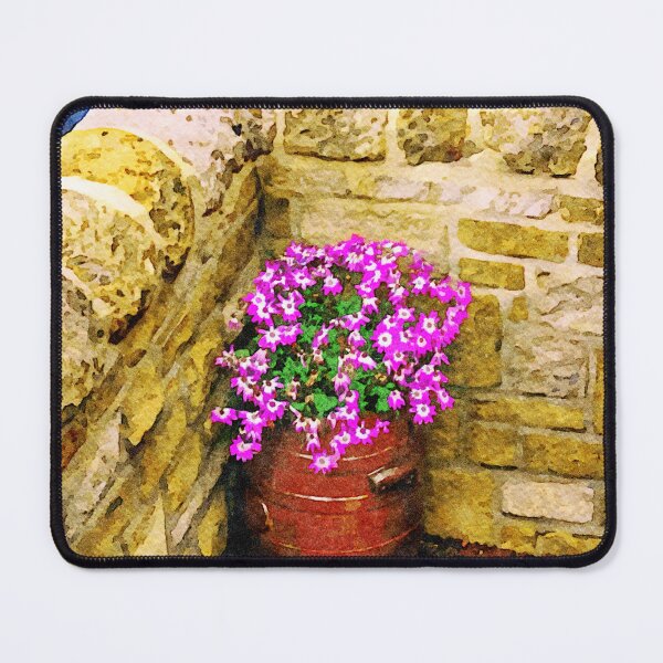 Item preview, Vibrant watercolor painting of petunias in a garden setting designed and sold by GestaltImagery.