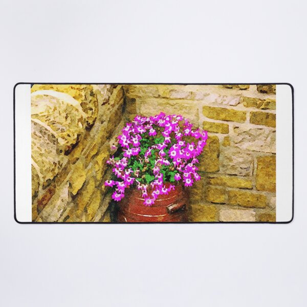 Item preview, Vibrant watercolor painting of petunias in a garden setting designed and sold by GestaltImagery.