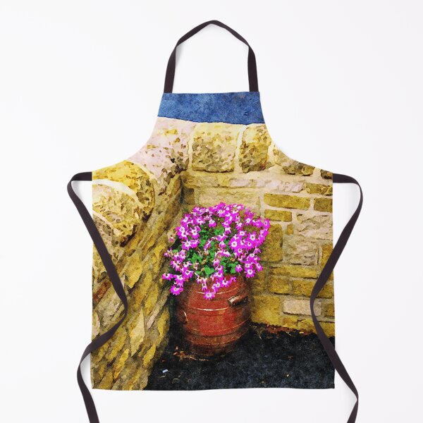 Item preview, Vibrant watercolor painting of petunias in a garden setting designed and sold by GestaltImagery.