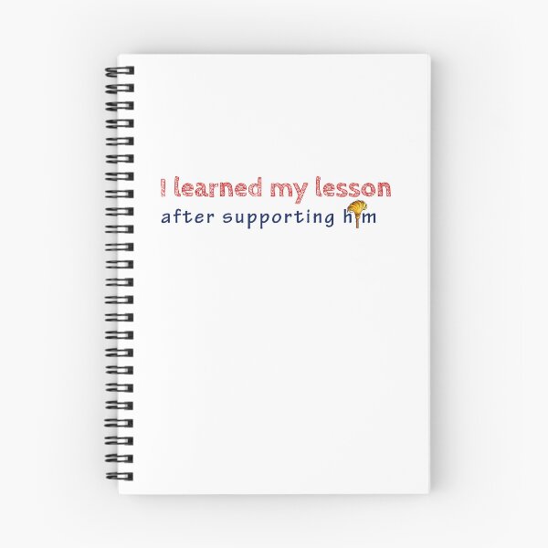 Item preview, Red outlined text above blue script, with a gold feather on a white background, expresses a lesson learned from support designed and sold by homydesign.