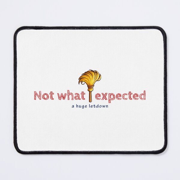 Item preview, Disappointment expressed in red outlined letters above blue cursive, featuring a gold feather on a white background designed and sold by homydesign.