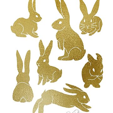 Artwork thumbnail, Gold Bunny Rabbit Silhouettes  by tinaschofield