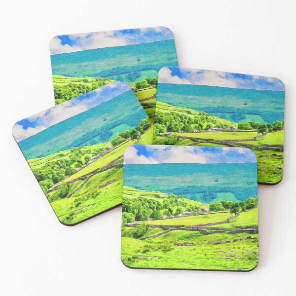 Item preview, Vivid watercolor landscape of the Lake District in England under blue skies designed and sold by GestaltImagery.