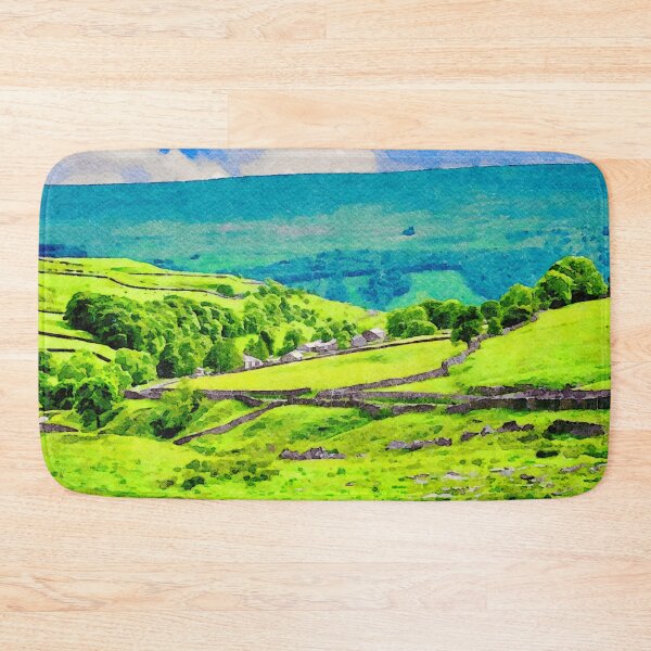 Item preview, Vivid watercolor landscape of the Lake District in England under blue skies designed and sold by GestaltImagery.