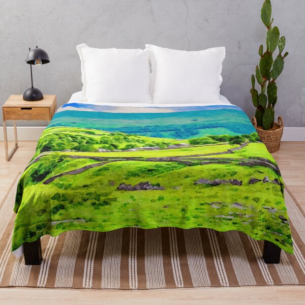 Item preview, Vivid watercolor landscape of the Lake District in England under blue skies designed and sold by GestaltImagery.
