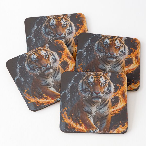 Item preview, Torrential Tiger Surrounded By Swirling Flames designed and sold by tobyheward.