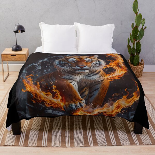 Item preview, Torrential Tiger Surrounded By Swirling Flames designed and sold by tobyheward.