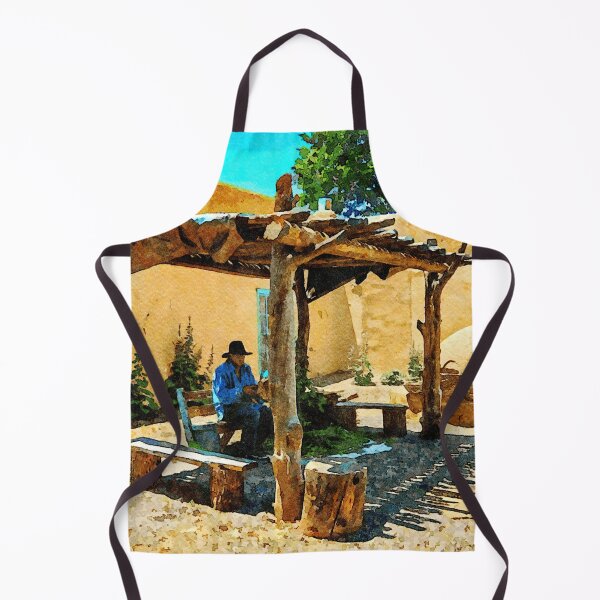 Item preview, Traditional adobe courtyard in vibrant watercolor with rustic New Mexico setting designed and sold by GestaltImagery.