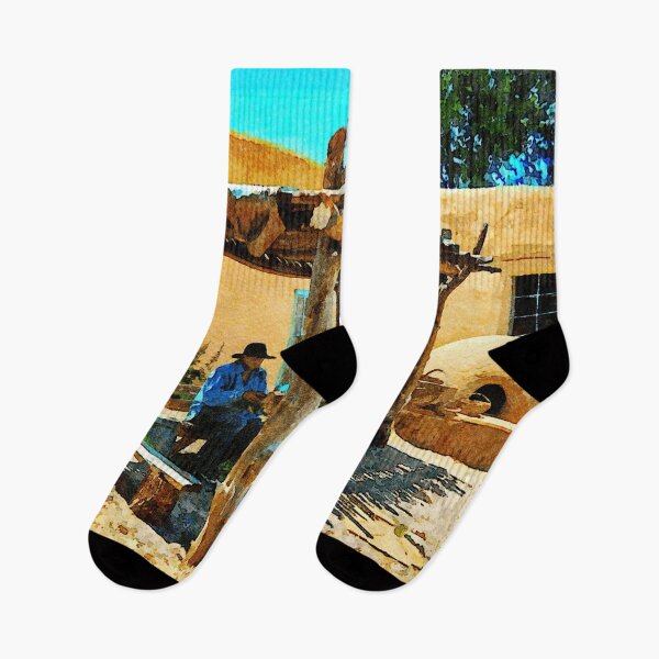 Item preview, Traditional adobe courtyard in vibrant watercolor with rustic New Mexico setting designed and sold by GestaltImagery.