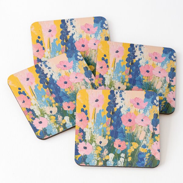 Item preview, Wildflowers Flowers Painting Pink Blue Yellow designed and sold by ArtHouseNiklas.