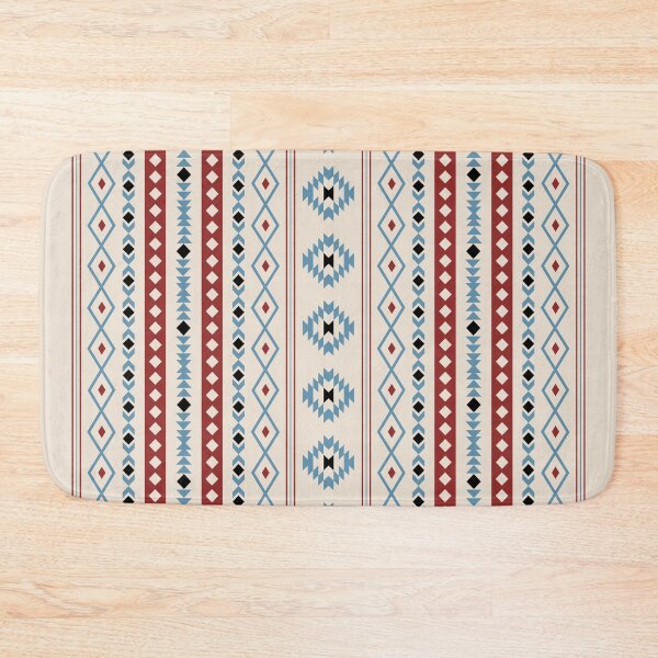 Item preview, Aztec Red Blue Black Cream Mixed Motifs Pattern designed and sold by NataliePaskell.