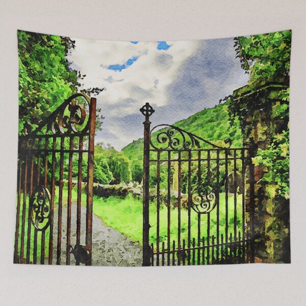 Item preview, Enchanting garden gate leading to lush green landscape designed and sold by GestaltImagery.