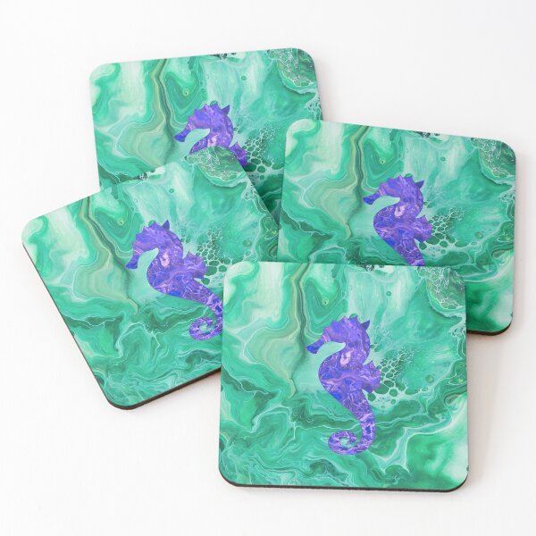 Item preview, Seahorse  - Flow Art / Pour Painting - jdp-07-0005 designed and sold by ANomadDesigns.