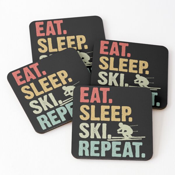 Item preview, Eat Sleep Ski Repeat - Funny Skiing Retro designed and sold by PrintCrafting.