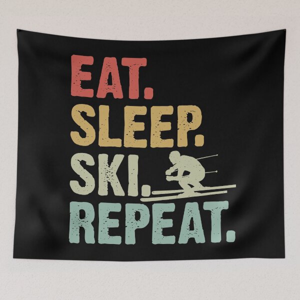 Item preview, Eat Sleep Ski Repeat - Funny Skiing Retro designed and sold by PrintCrafting.