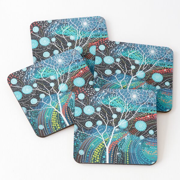 Item preview, Aboriginal Inspired Dot Art - Snow Powder Tree With Snowballs  designed and sold by GrinGalore.