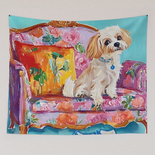Item preview, Grandmillennial art, Innocent until proved guilty, whimsical dog art designed and sold by SophieClimaArt.