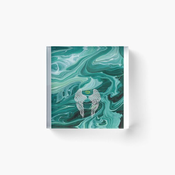 Item preview, Angel + Halo Aqua - Flow Art / Pour Painting - jdp-14-0007 designed and sold by ANomadDesigns.