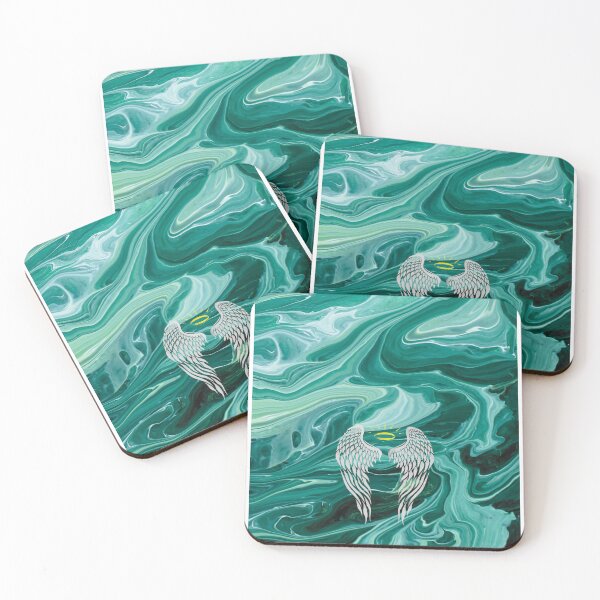 Item preview, Angel + Halo Aqua - Flow Art / Pour Painting - jdp-14-0007 designed and sold by ANomadDesigns.