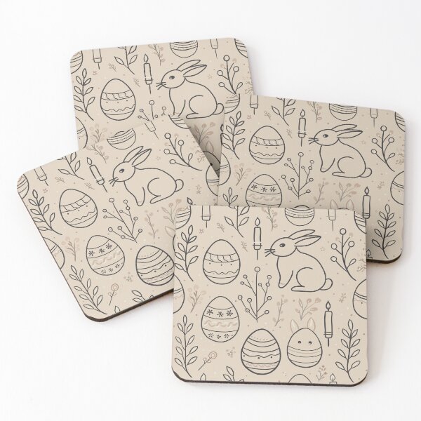 Item preview, Hand-Drawn Easter Pattern with Bunny, Eggs, and Botanical Elements designed and sold by Lacritsa .