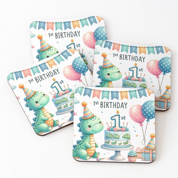 Item preview, 1st Birthday Cute Dinosaur Watercolor designed and sold by Artbymonika.