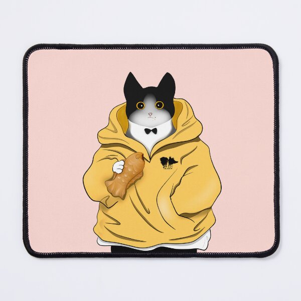 Item preview, Fish shaped bun lover Tuxedo Cat with hoodie designed and sold by Bella-Illust.