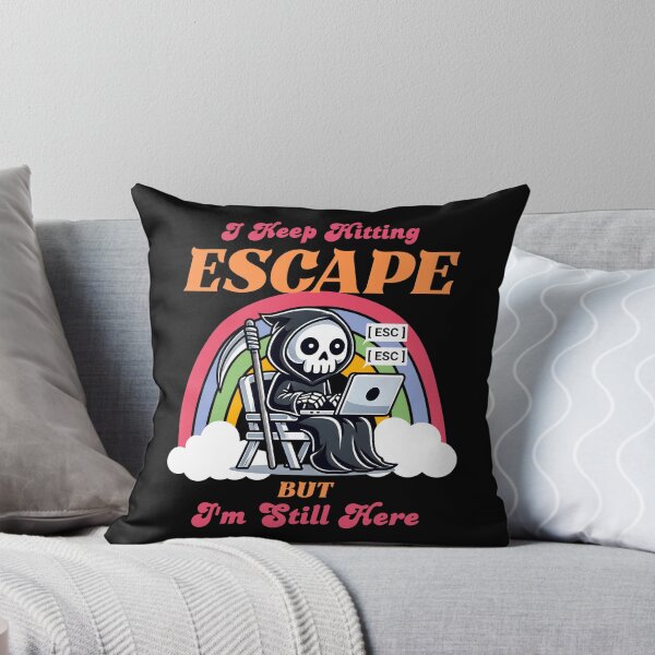 Item preview, Grim Reaper on Laptop - Funny "I Keep Hitting Escape" Meme designed and sold by Kawaii-n-Spice.
