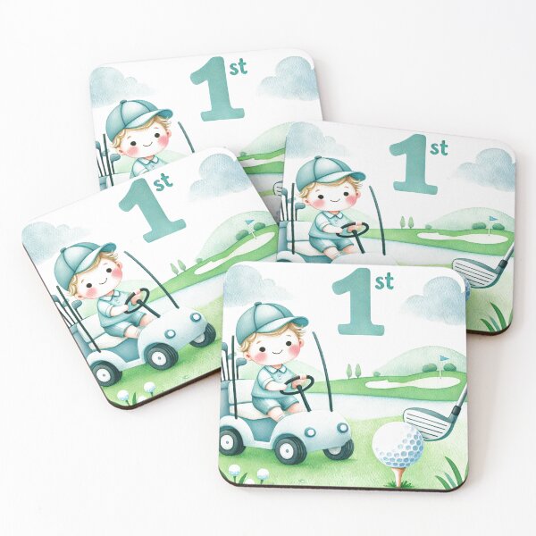 Item preview, 1st Birthday Cute Golfer Boy Watercolor designed and sold by Monika Howarth.