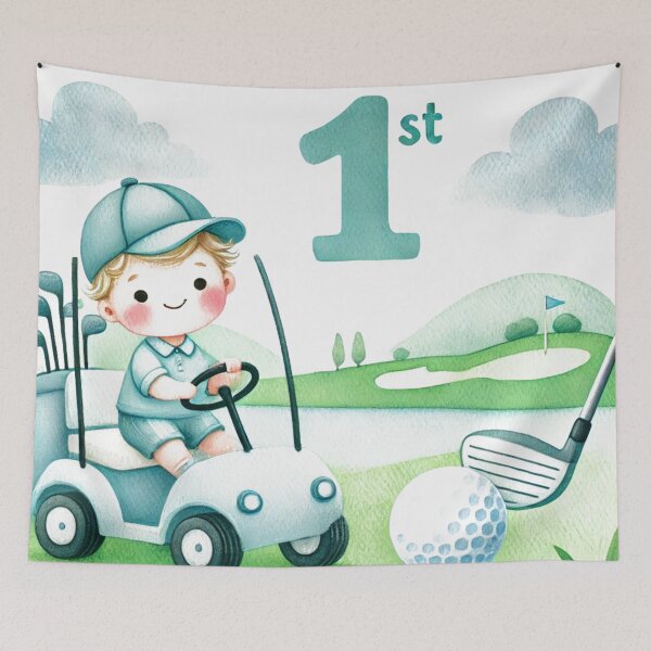 Item preview, 1st Birthday Cute Golfer Boy Watercolor designed and sold by Monika Howarth.