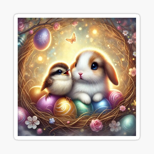 Item preview, Snuggling Friends in an Easter Nest designed and sold by LegademaArt.